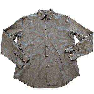 John Varvatos USA Sz M Luxe Button Down Shirt Charcoal Gray Lightweight Stretch